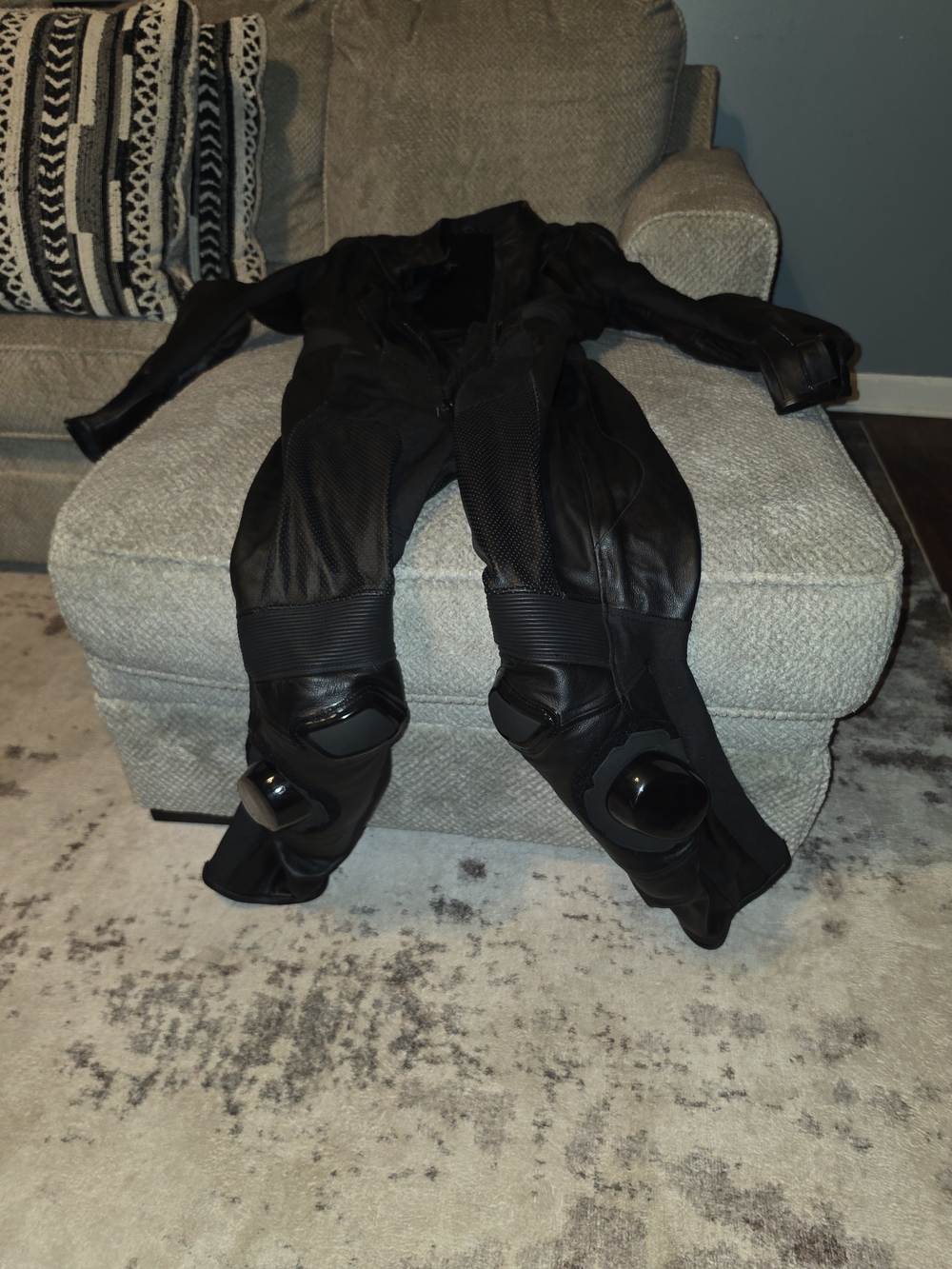 Womens Black Motorcycle Leather Jacket & Pants Set
